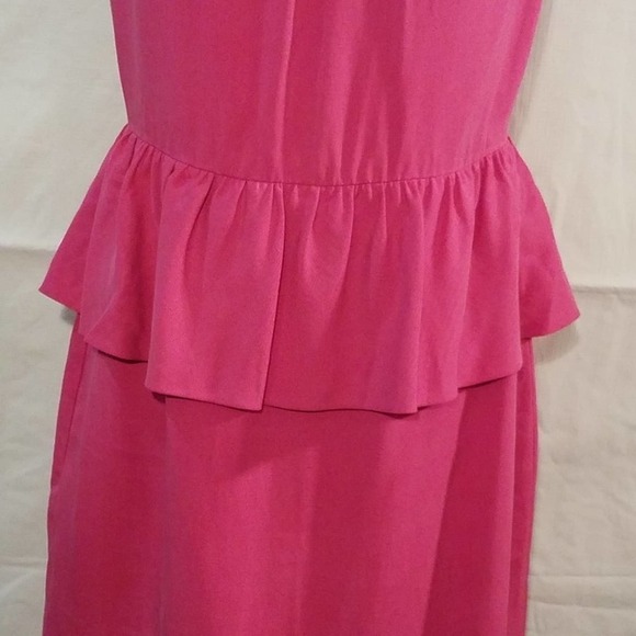 Trina Turk Kiran Sari Pink Pleated Sateen Peplum Large - Picture 2 of 7